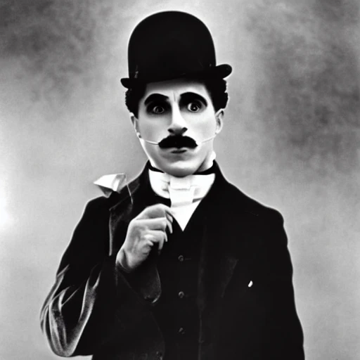 Charlie Chaplin wearing a burqa