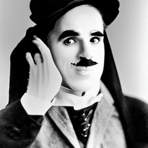 Charlie Chaplin wearing a niqab
