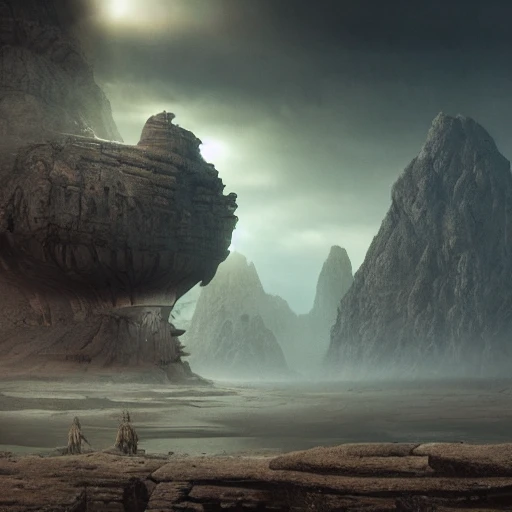 ancient aliens' astronauts, landscape prehistoric, cinematic, detailed, atmospheric, epic, concept art, wimmelbilder, matte painting, background mountains, shafts of lighting, mist, , photo - realistic, concept art, , volumetric light, cinematic epic   rule of thirds | 3 5 mm, 8 k, corona render, movie concept art, octane render, cinematic, trending on artstation, movie concept art, cinematic composition, ultra - detailed, realistic, hyper - realistic, volumetric lighting, 8 k