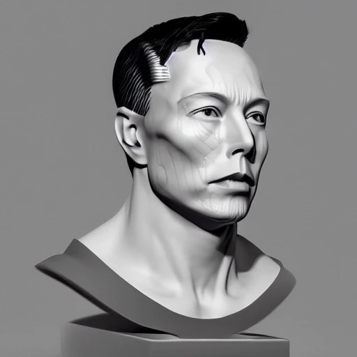 cyborg Elon Musk| with a visible detailed brain| muscles cable wires| biopunk| cybernetic| cyberpunk| white marble bust| canon m50| 100mm| sharp focus| smooth| hyperrealism| highly detailed| intricate details| carved by michelangelo, Cartoon, Pencil Sketch