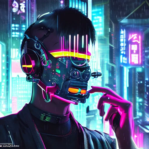 cyberpunk hacker character concept art, Stable Diffusion