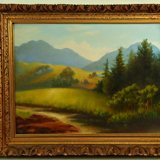Oil painting, romantic landscape, 