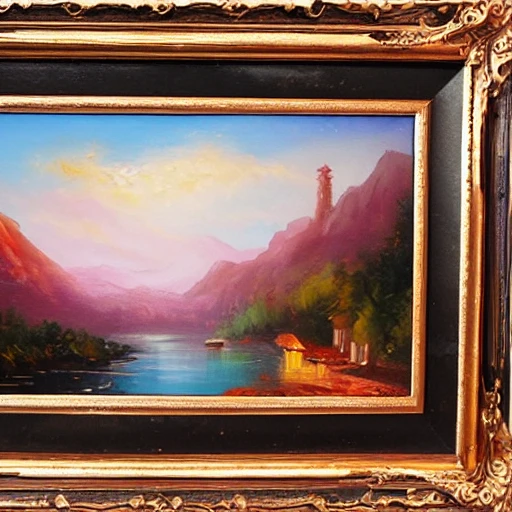 Oil painting, romantic landscape, detailed, thick paint, thick strokes