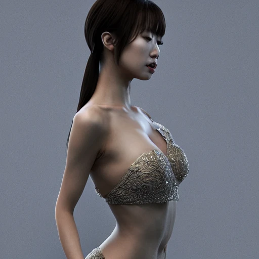 redshift style, a real perfect female body of korean woman, perfect face, intricate, elegant, highly detailed,  photography, epic cinematic, octane render , denoise, photograph with a Hasselblad H3DII, extremely detailed, DOF --upbeat --v 4