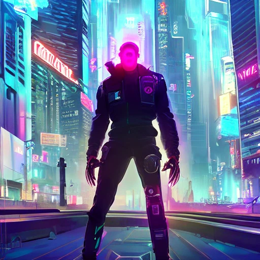 Cyberpunk, man standing on the street, overwatch, marvel, high-t 