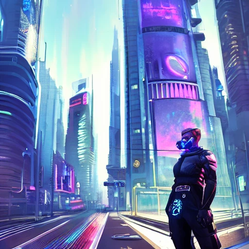 Cyberpunk, man standing on the street, overwatch, marvel, high-t 