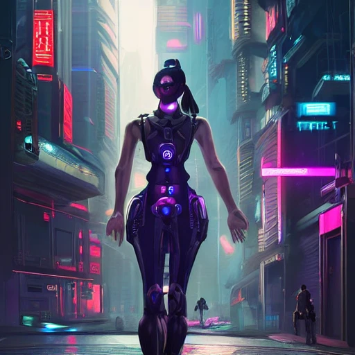 ArtStation - Futuristic cyberpunk tech city street