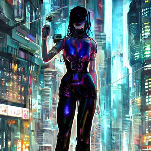 Cyberpunk, woman standing on the street, high-tech clothing, on the background of a futuristic city,
Very detailed, intricate, elegant, rich in detail, trends on artstation, digital art, perfect face, perfect eyes, perfect composition, Stanley Artgerm Lau, beautiful perfect face, Dear Ella