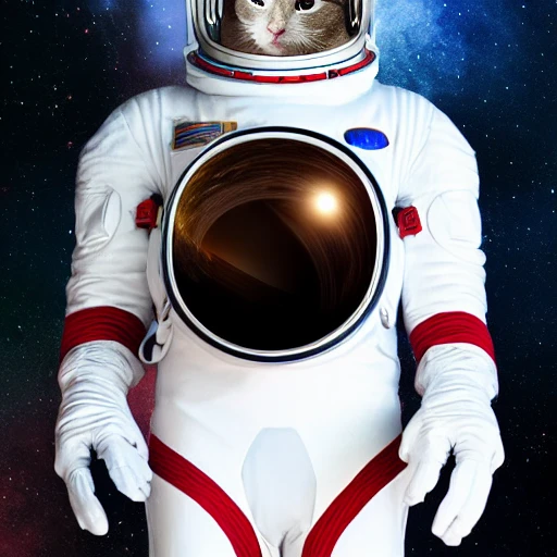 David Bowie in a space suit, holding a cat, in deep space, epic cinematic, extremely detailled, intricate, elegant, highly detailed, 150mm portrait, photography, epic cinematic, octane render, denoise, photograph with a Hasselblad, extremely detailed