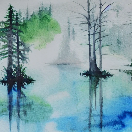 Water Color, landscape, forest,