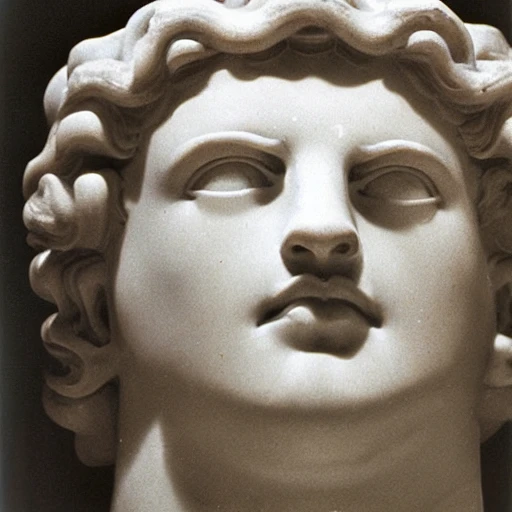 photographic  close-up head of greek marble statue, by diane arbus
