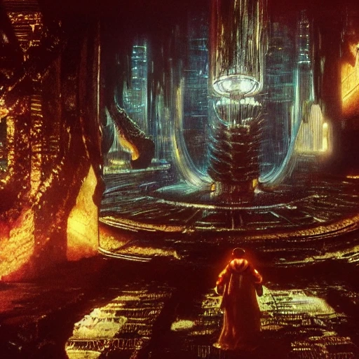 Mario, Lord of the Rings, Universe of Blade Runner, Environment Design, Detailed and Intricate, Beautiful Lighting, Cinematic, Trippy