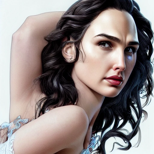 side close up portrait of gal gadot angel fantasy a sexy Corset ...