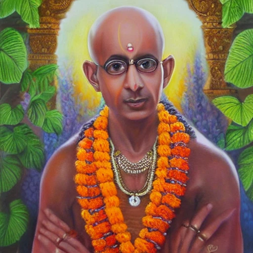 A C Bhaktivedanta Swami, Realistic paintting,
 Oil Painting,