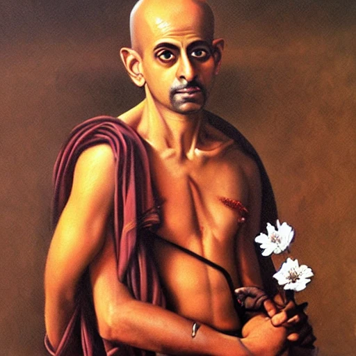 A C Bhaktivedanta Swami, Realistic Paintting style Caravaggio,  Oil Painting,