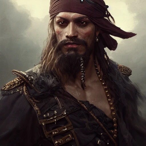 Chiaroscuro, portrait male pirate, Epic cinematic brilliant stu ...