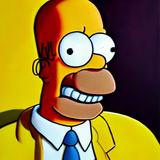 A portrait of Homer Simpson, Oil Painting