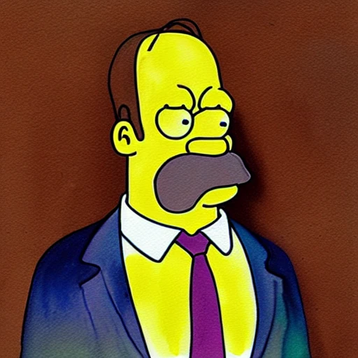 A portrait of Homer Simpson, Water Color