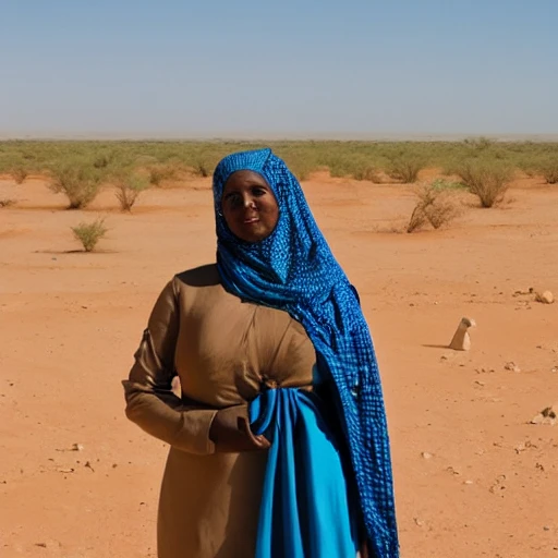 Somali woman, in desert, at a well
