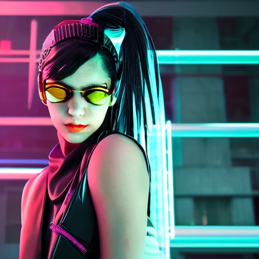 Synth wave style, side portrait of 1 cyberpunk girl, detailed face, spotlight, cyberpunk city, wired, multicolored, vibrant high contrast, hyperrealistic, photografic, 8k, epic ambient light, octane render
