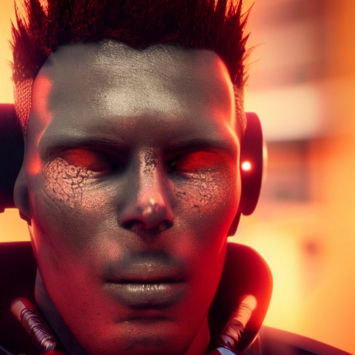 side close up portrait of 1 cyberpunk man, detailed face, spotlight, cyberpunk city, wired, multicolored, vibrant high contrast, hyperrealistic, photografic, 8k, epic ambient light, octane render, dark skin