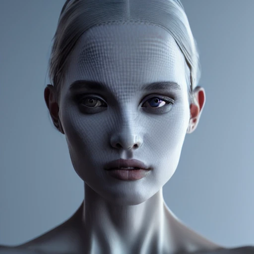 mdjrny-v4 style, symmetric, intricate, centred 3d render ultra detailed of a beautiful porcelain woman, 150 mm, beautiful studio soft light, rim light, vibrant details, luxurious antic, hyperrealistic, anatomical, facial muscles, blade runner atmosphere , elegant, octane render, H. R. Giger style, 8k