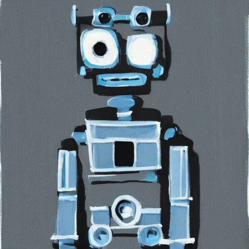 robot, sat down, writing
