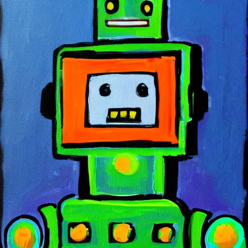 robot, painting a picture
