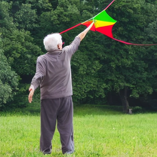 old man flying a kite

