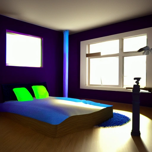 interior room teenagers modern cool looking realistic on a in perspective room, 3D, neon