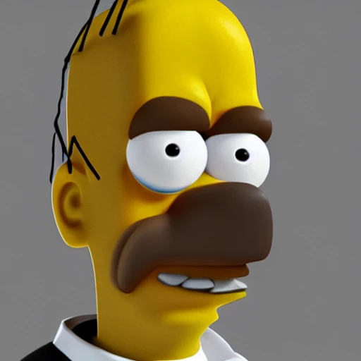 A portrait of Homer Simpson, 3D