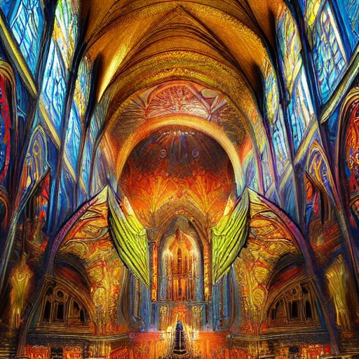 complete beautifull angel with two like a peacock , standing in a epic big church, intricate ,complex, defined maximalist photorealistic, matte painting, bright colors, 8K resolution, Pencil Sketch