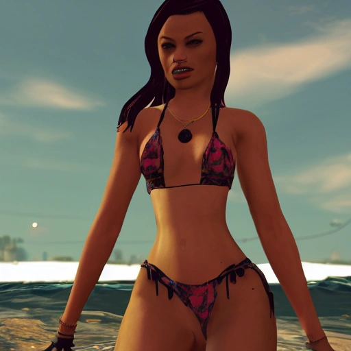 snthwve style:0.05, nvinkpunk:1.8, (GTA 5), Characters committing crimes, Detailed and Intricate, beautiful women in bikinis, big guns, gangsters wearing glasses, micro-details, extremely detailed, epic, ultra detailed, proportional, award-winning, clean, gorgeous, powerful, refreshing, beautiful lighting, trend on artstation, trend on pixiv, vivid, dynamic, intricate, high quality, detailed, lush, strong lines