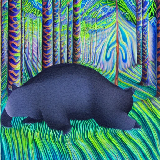 don't poke the sleeping bear, Trippy, 3D, Oil Painting