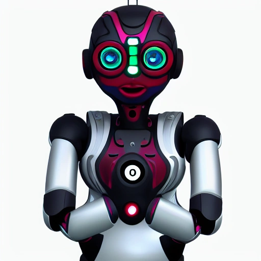 full body shot of artificial intelligence character with logo Akash Network