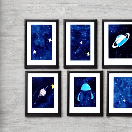 space art for kids, print series of 4, space themed decor, printable digital download, space nursery decor, poster wall art, navy blue