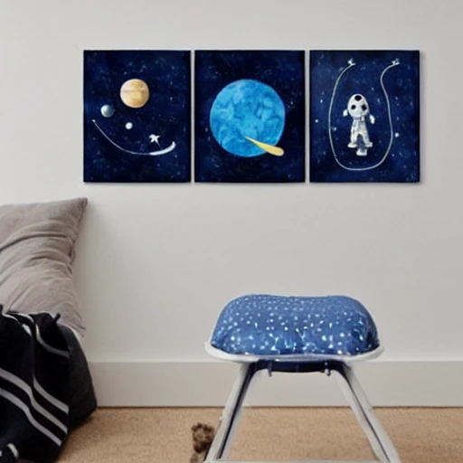 space art for kids, space themed decor, space nursery decor, navy blue