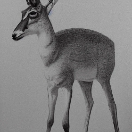 , Pencil Sketch,of a pronghorn