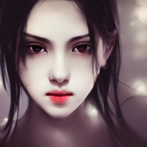 Ruan Jia, night, high detail face, black hair, perfectly symmetr ...