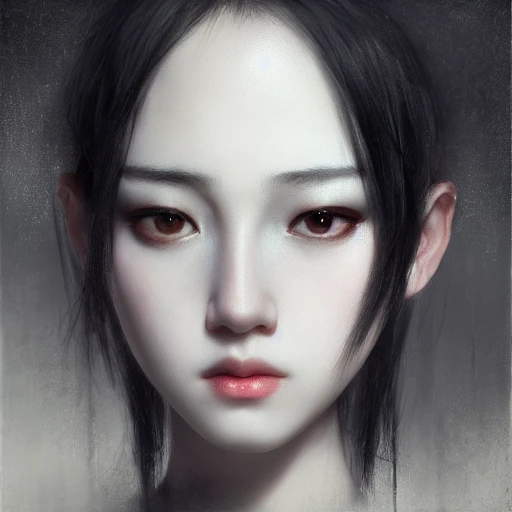 Ruan Jia, Night, High Detail Face, Black Hair, Perfectly Symmetr 