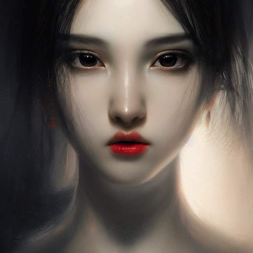 Ruan Jia, night, high detail face, black hair, perfectly symmetr ...
