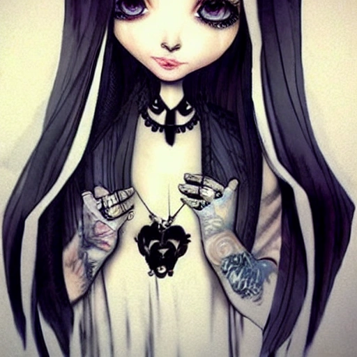 Gothic, girl, Cartoon, ultra realistic