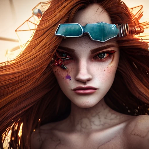side close up portrait of 1 girl, steampunk, windblown long hair, detailed face, spotlight, steampunk city, multicolored, hyperrealistic, photografic, 8k, epic ambient light, octane render, Trippy