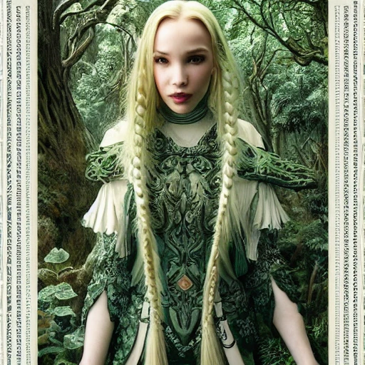 , 3Dcarved bone cottagecore mage blonde braided hair dove cameron wearing bone armor in the forest, green plants, fantasy character portrait, ultra realistic, intricate, elegant, highly detailed, digital painting, artstaion, smooth, sharp, focus, illustration, art by artgerm and greg rutkowski and alphonse mucha 