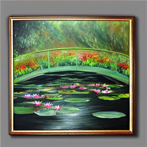 lily pond, Oil Painting, 3D