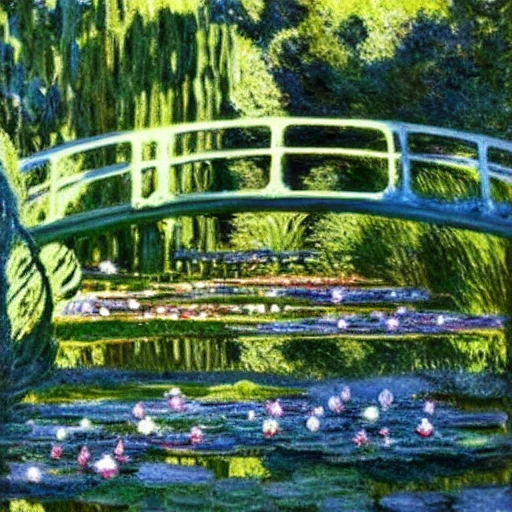 lily pond, Oil Painting, 3D, by Claude Monet