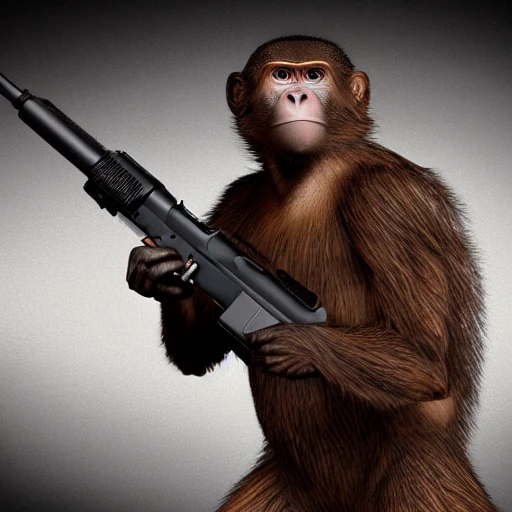 , 3D, monky use gun to starting a revolution