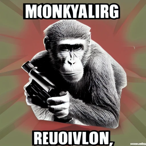 , monky use gun to starting a revolution, Trippy