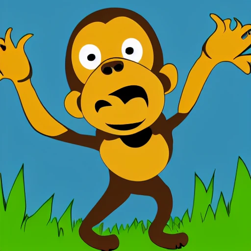 , Cartoon, monkey, screaming, outstretched hand, Put hands around shoulders, slippers, extra arms