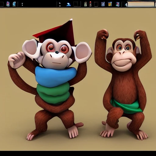   monkey, wizard

, 3D